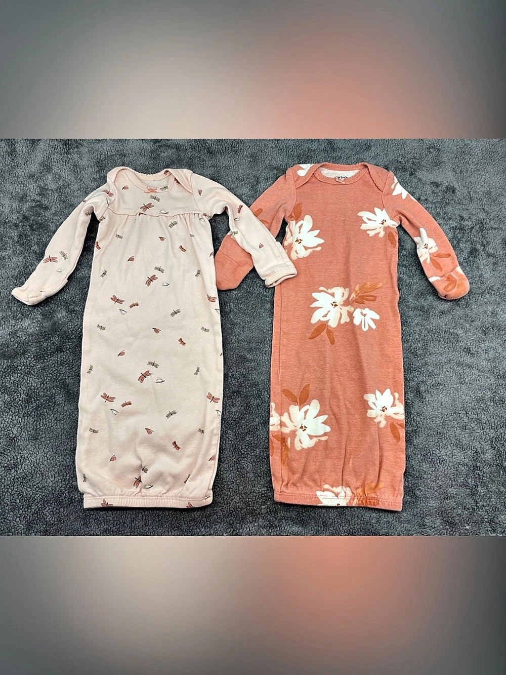 Carter's Newborn Long Sleeve Night Gowns 2-Pack in Pink & White